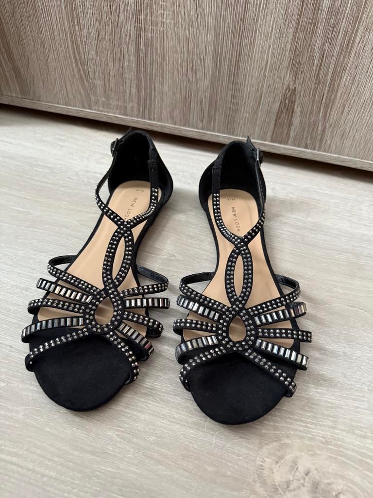 Sandalen maat 42, New Look, Zwart, Zo goed als nieuw, Sandalen of Muiltjes