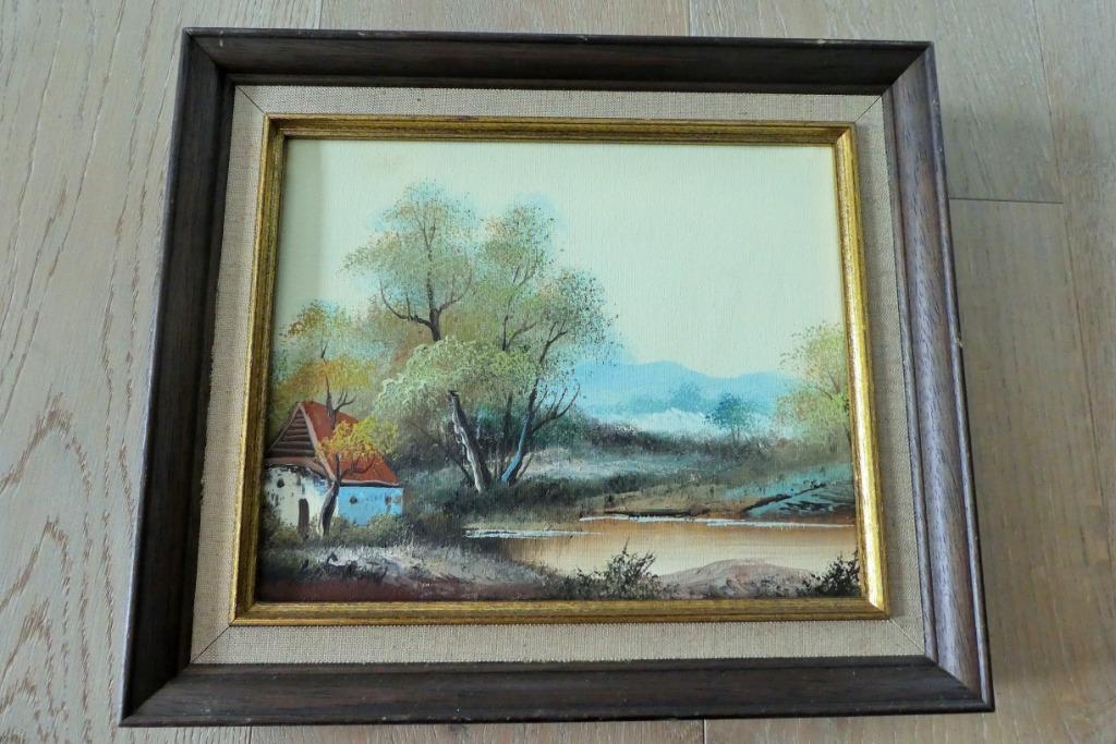 Peinture sur Toile Encadrement 33,5 x 28,5 cm., Enlèvement