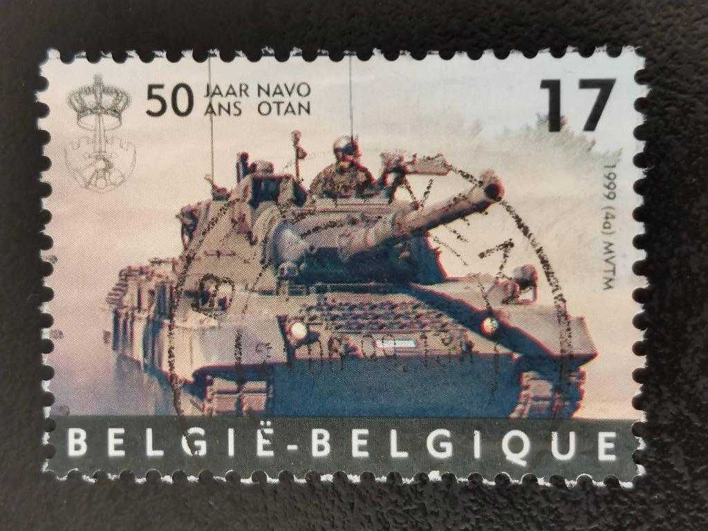 Belgie 1999 - 50 jaar NAVO - landmacht Leopardtank, Ophalen of Verzenden, Gestempeld