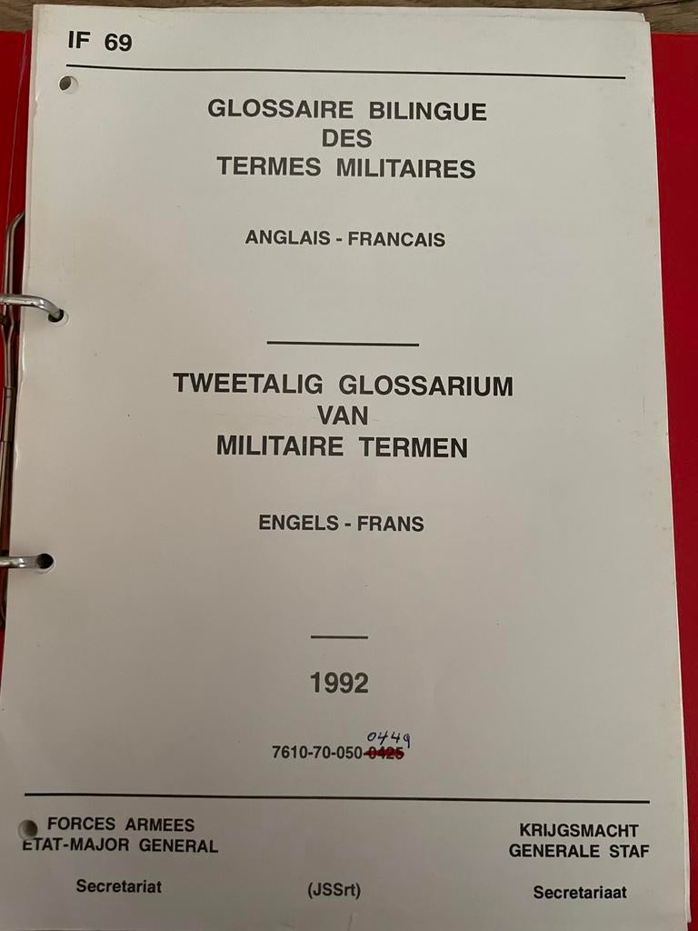 ABL : Glossaire bilingue des termes militaires, Collections, Objets militaires | Général, Enlèvement ou Envoi