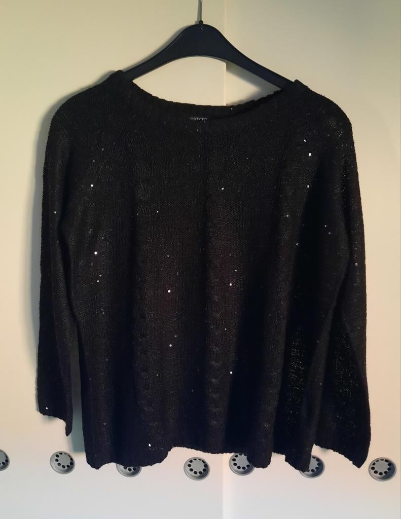 Esmara glitter longsleeve tshirt "44/46", Kleding | Dames, Zwart, Maat 46/48 (XL) of groter, Zo goed als nieuw, Esmara