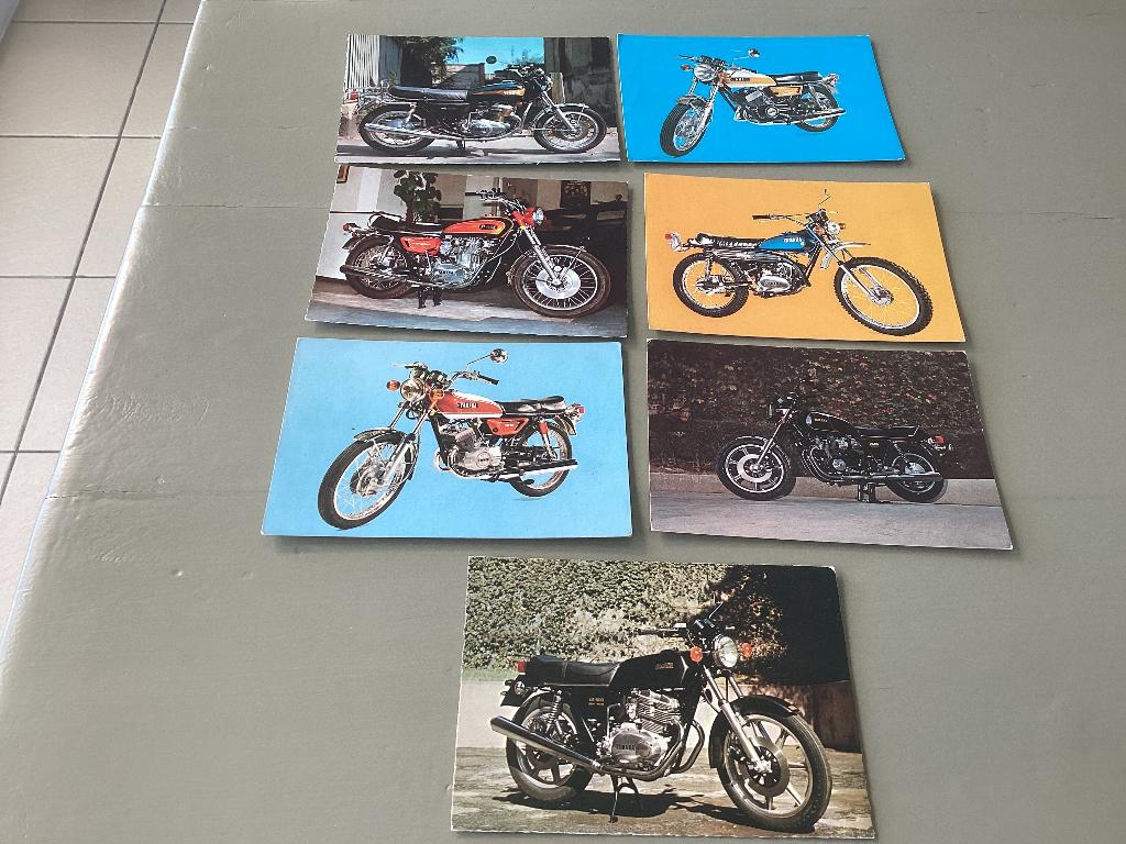 Lot van 7 postkaarten retro YAMAHA moto’s, Ophalen of Verzenden, 1960 tot 1980, Ongelopen, Voertuig