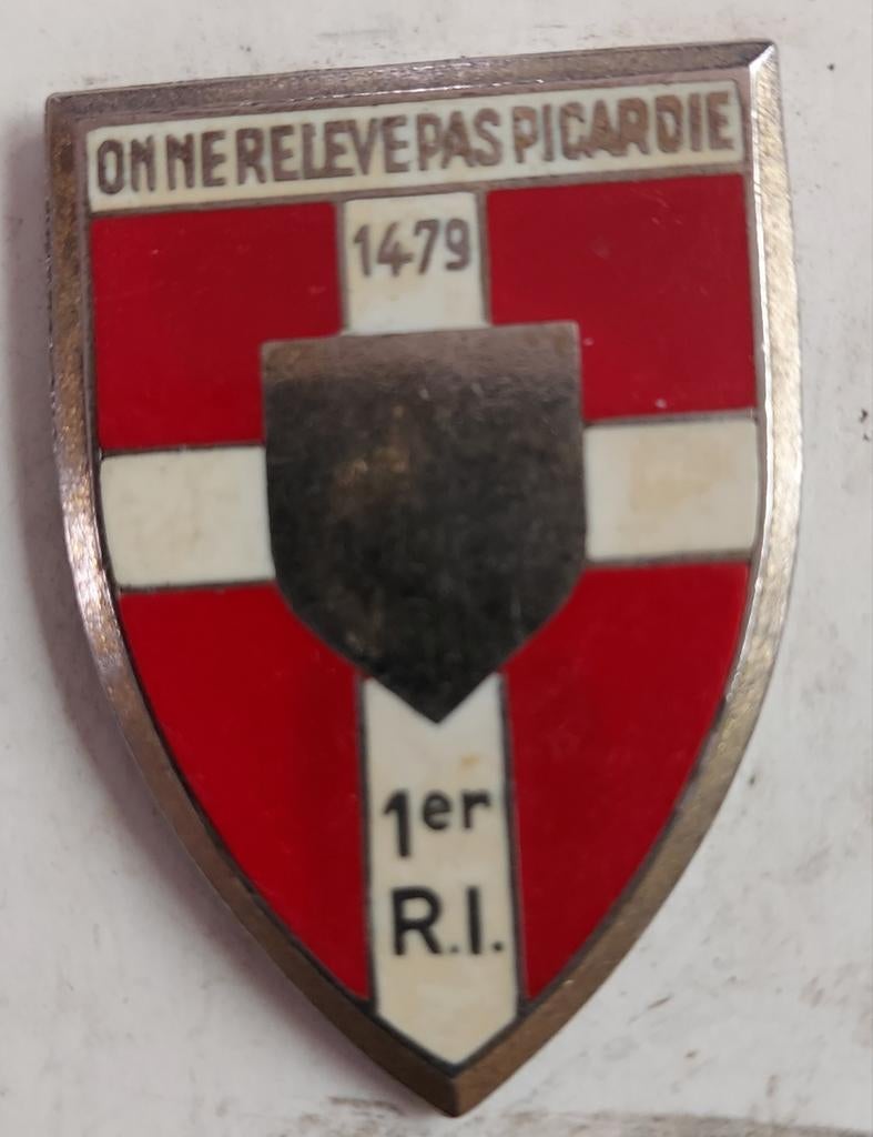Insigne parcelle militaire français 1er RI, Enlèvement ou Envoi, Comme neuf