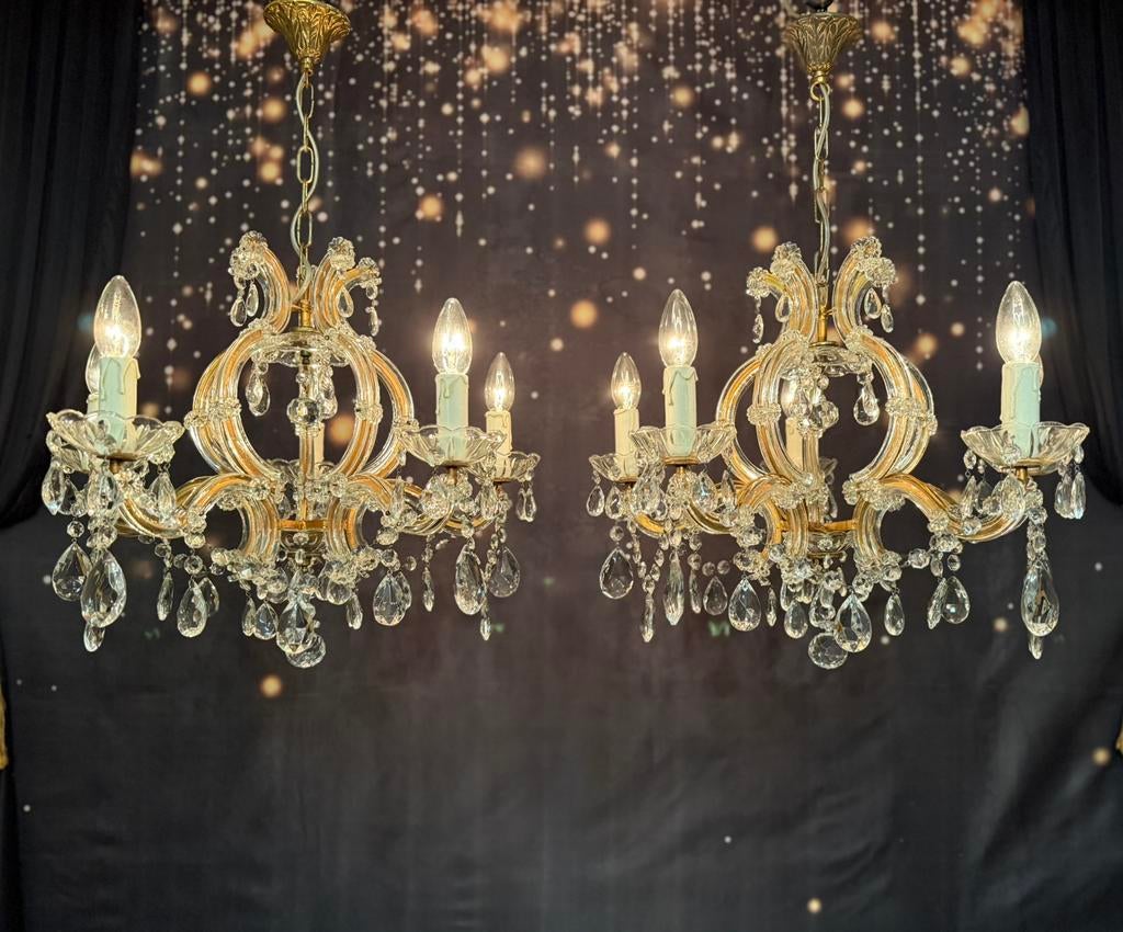 2 IDENTIEKE kroonluchters met elk 5 lichtpunten, Huis en Inrichting, Ophalen, Gebruikt