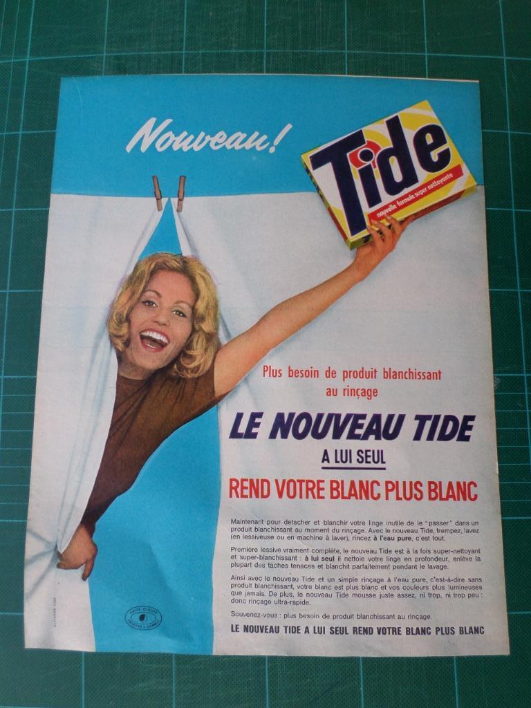 Tide lessive - publicité papier - 1962, Collections, Enlèvement ou Envoi, Utilisé, Autres types