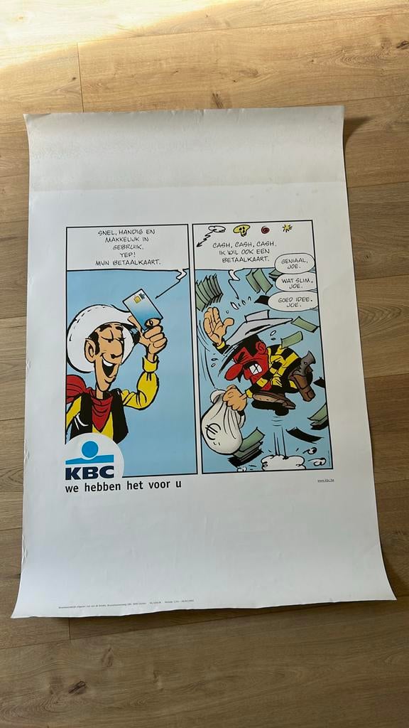 Lucky luke Morris affiche KBC 2002, Ophalen of Verzenden, Gebruikt