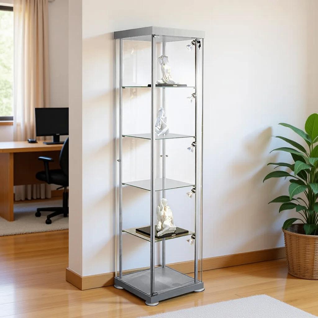 Vitrinekast glas vierkant glasvitrine met slot, Huis en Inrichting, Met deur(en), Verzenden, Nieuw, 50 tot 100 cm