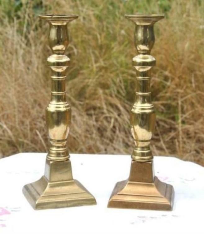 § paire de chandeliers en laiton napoleon 3, Ophalen of Verzenden