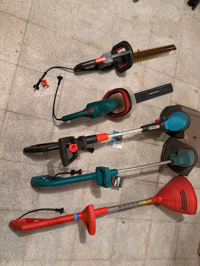 Pakket heggenscharen en grastrimmers, Enlèvement, Utilisé, Électrique, Gardena