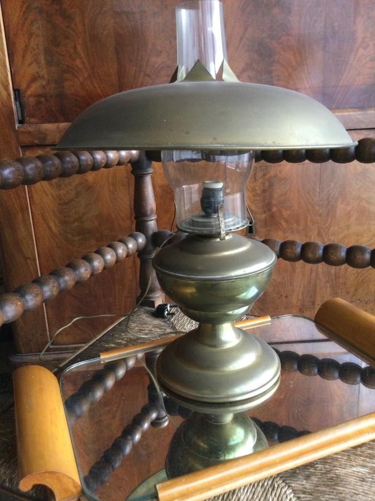 Lampe à pétrole en cuivre transformée en électrique, Antiquités & Art, Enlèvement ou Envoi