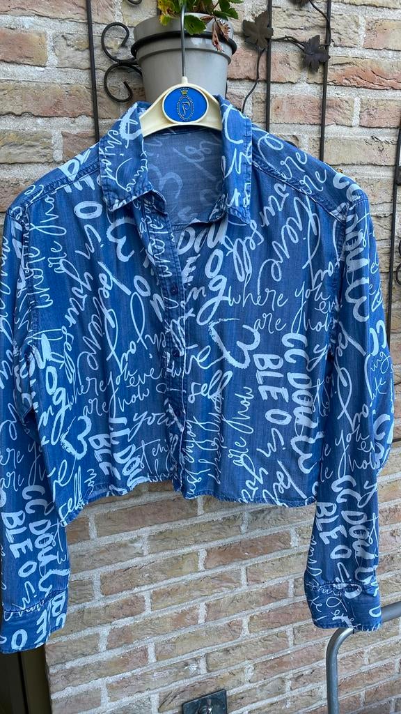 Korte jeans blouse, Blauw, Ophalen of Verzenden, Zo goed als nieuw, Cc double