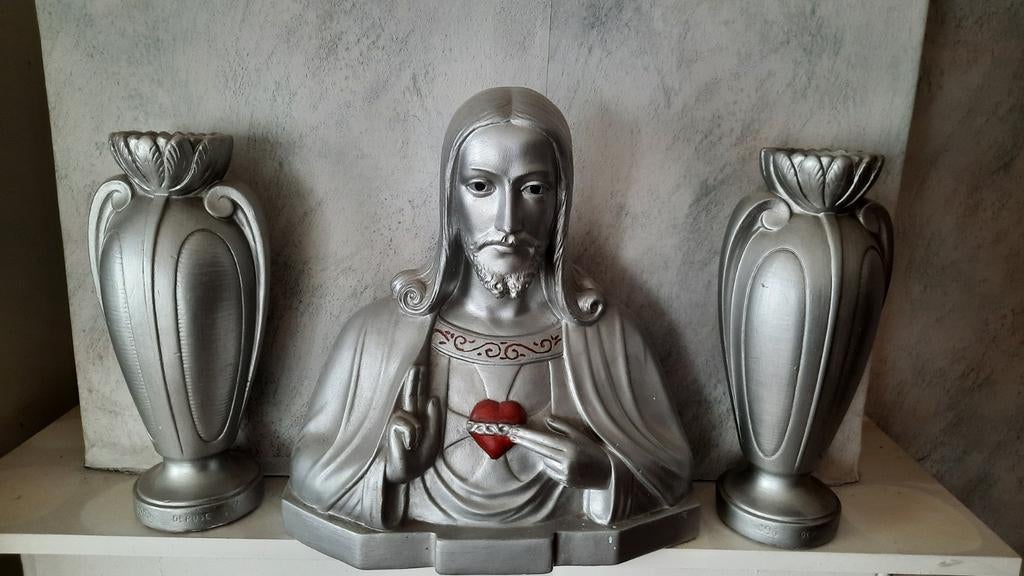 Borstbeeld jezus, en vazen, Jean Carli 211, Antiquités & Art, Antiquités | Objets religieux, Enlèvement