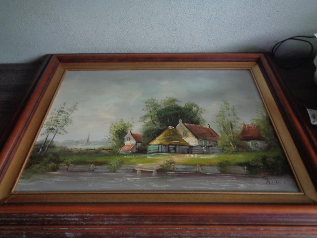 Ingelijst 90 x 71 cm schilderij B. de Vries 50 x 70 cm, Antiek en Kunst, Kunst | Schilderijen | Klassiek, Ophalen