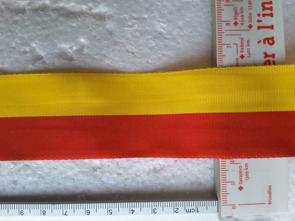 ruban bicolore rouge et jaune 40 mm, Enlèvement ou Envoi, Ruban, Bande ou Élastique