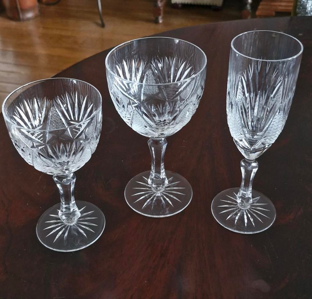 Vintage kristallen glazen.Set: 18 stuks, Ophalen