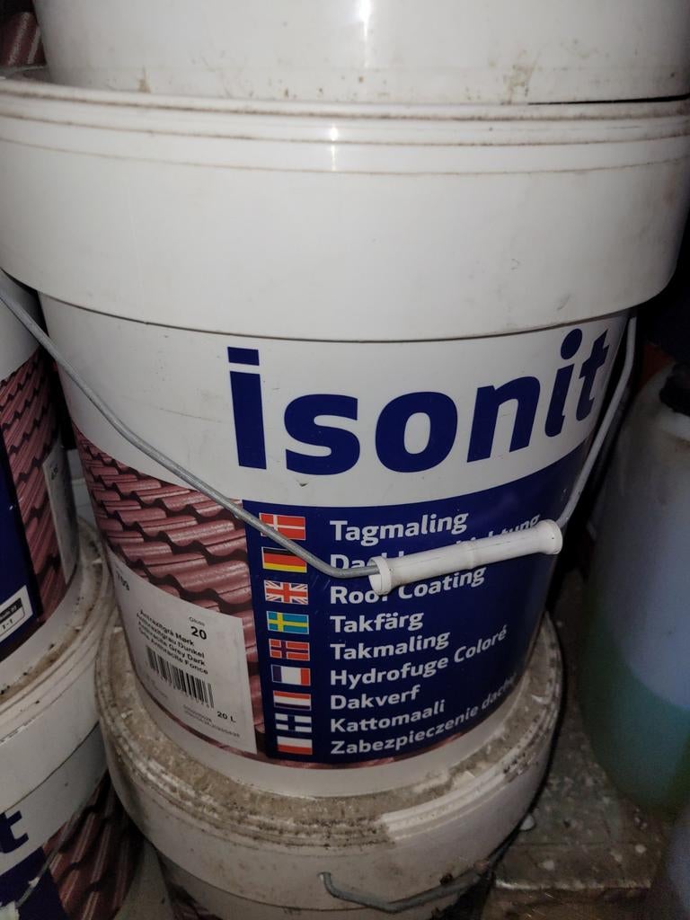 Isonit verf vr leien, beton, ijzer en golfplaten. Antraciet, Doe-het-zelf en Bouw, Ophalen, Rood, Verf
