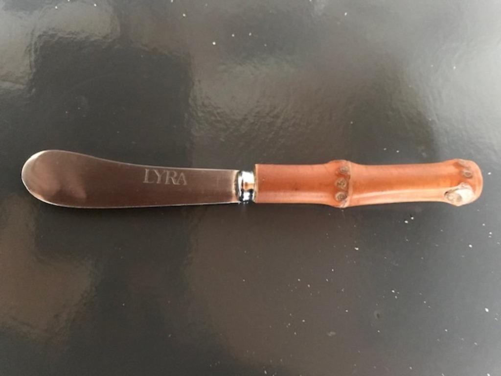 vintage botermes Lyra bamboe handvat, Ophalen of Verzenden