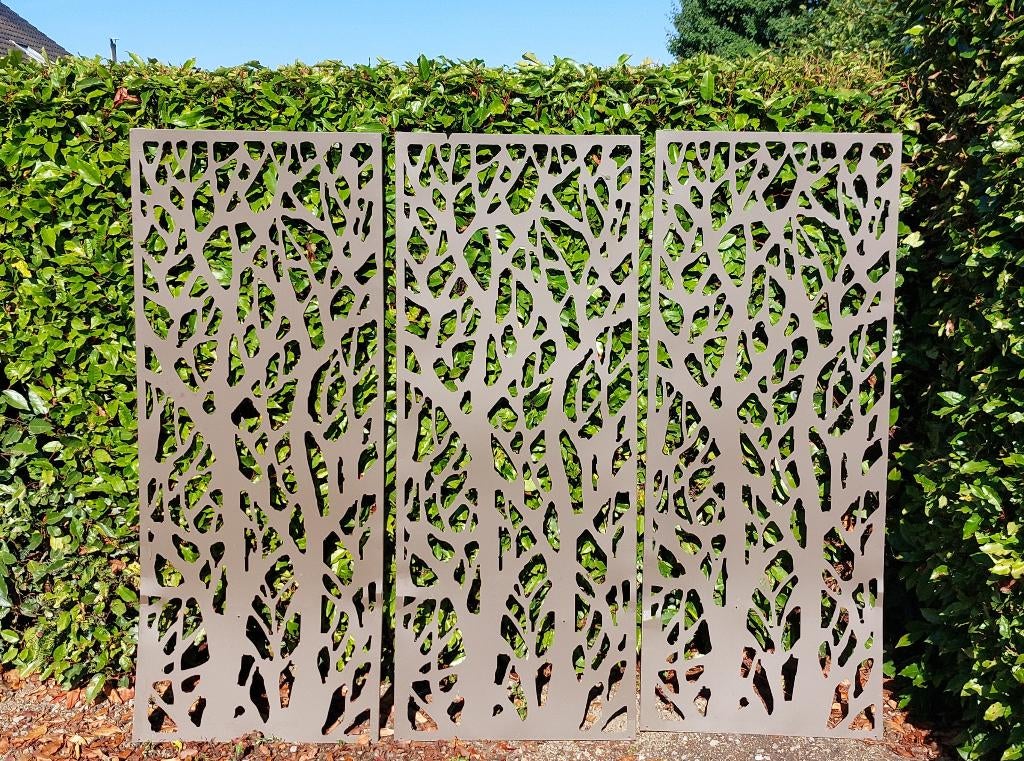 Ensemble 3 plaques décoratives en métal brun, Jardin & Terrasse, Écrans de jardin, Enlèvement
