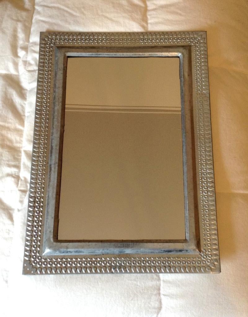 Interieur spiegeltje verzinkte metalen kader, Huis en Inrichting, Minder dan 50 cm, Ophalen of Verzenden, Zo goed als nieuw, Minder dan 100 cm