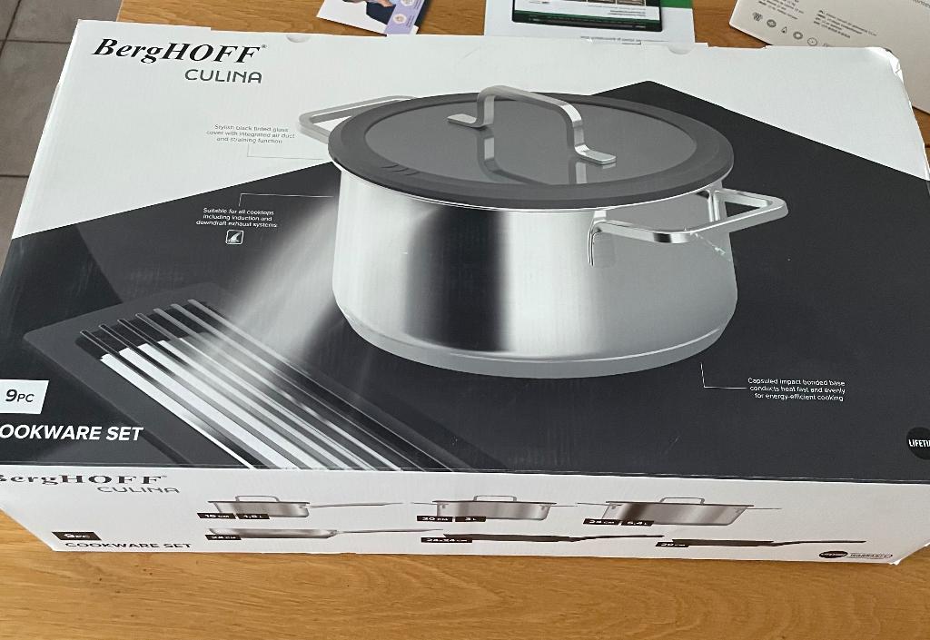 **Nieuw**Potten en pannenset Berghoff Culina 9st, Huis en Inrichting, Keuken | Potten en Pannen, Ophalen, Nieuw, Pannenset, Keramische plaat