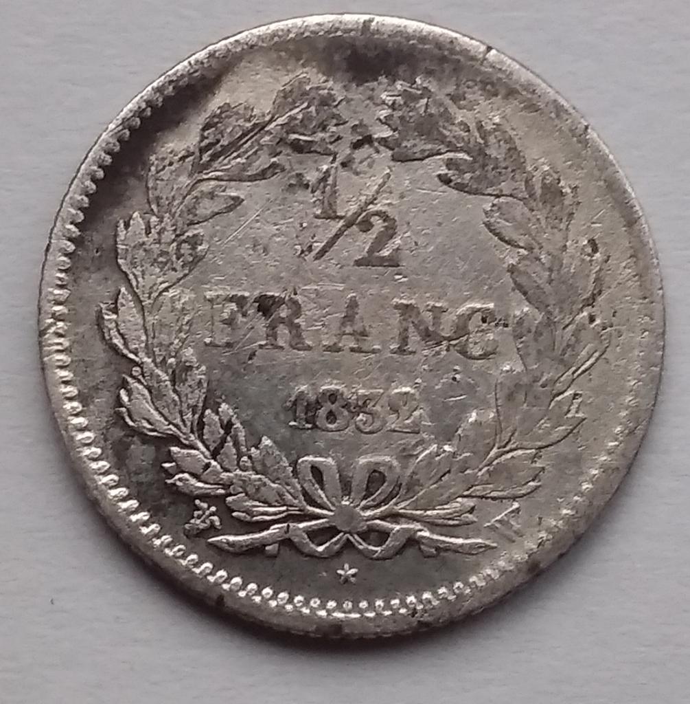 Demi franc 1832 W zilver Louis Philippe Frankrijk, Ophalen of Verzenden, Frankrijk, Losse munt, Zilver