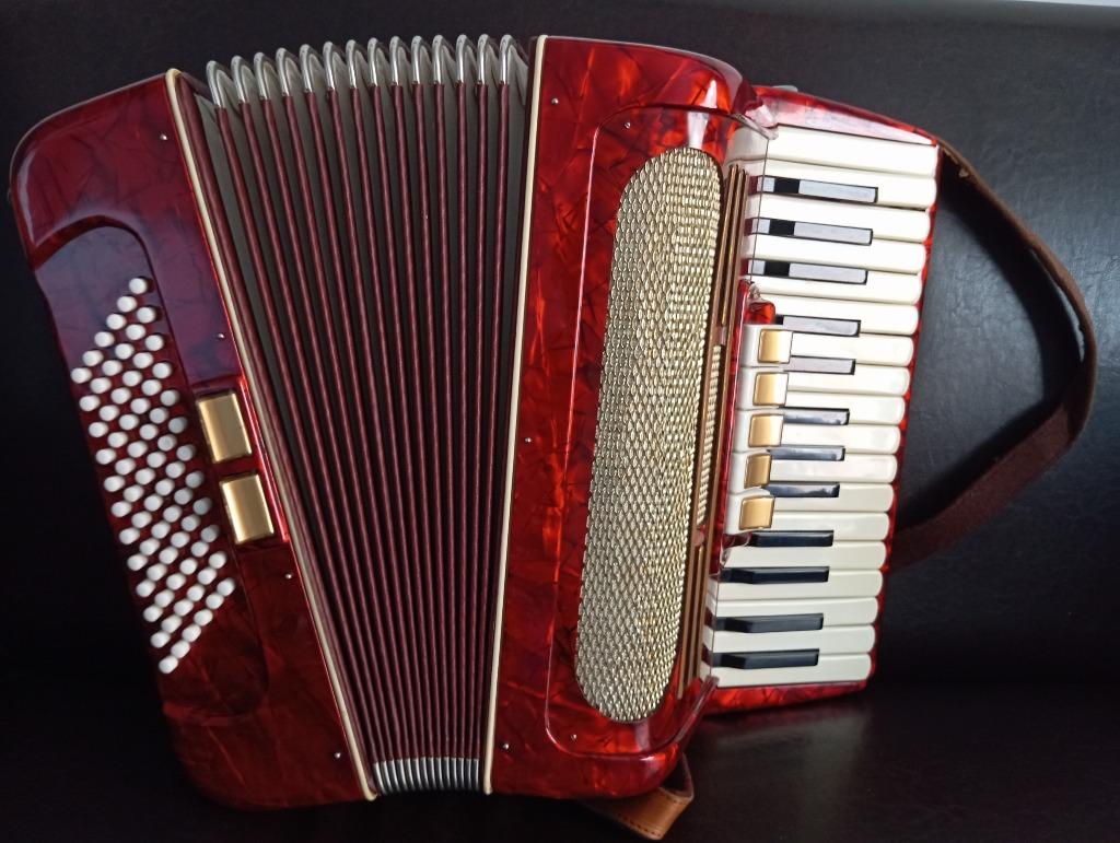 accordeon met draagtas, Musique & Instruments, Accordéons, Utilisé, Accordéon à touches, 72 basses, Avec valise, Avec bretelles