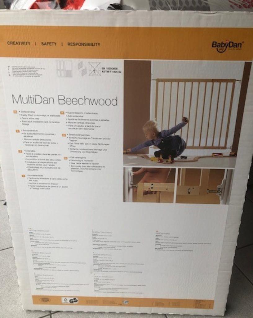 Barrière Multidan Bois Naturel, Barrière de sécurité, 100 à 115 cm, Enlèvement, Utilisé