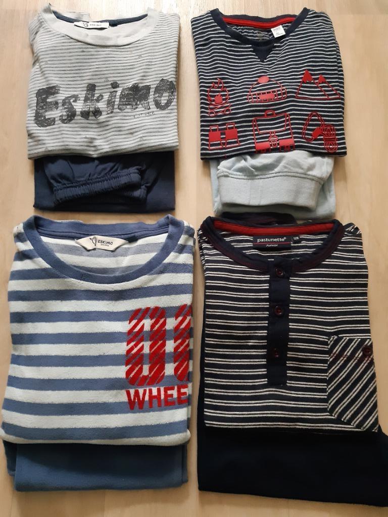 4 winterpyjama's maat 128, Ophalen, Zo goed als nieuw, Jongen, Nacht- of Onderkleding