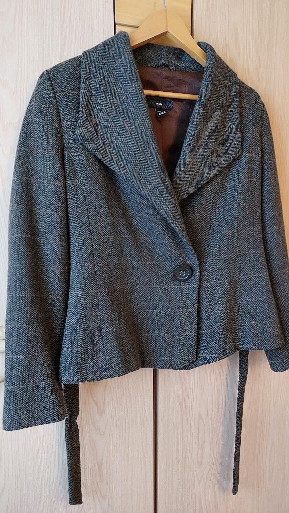 Blazer court élégant à col en V pour femmes avec ceinture, Enlèvement ou Envoi, Comme neuf, Brun, Manteau