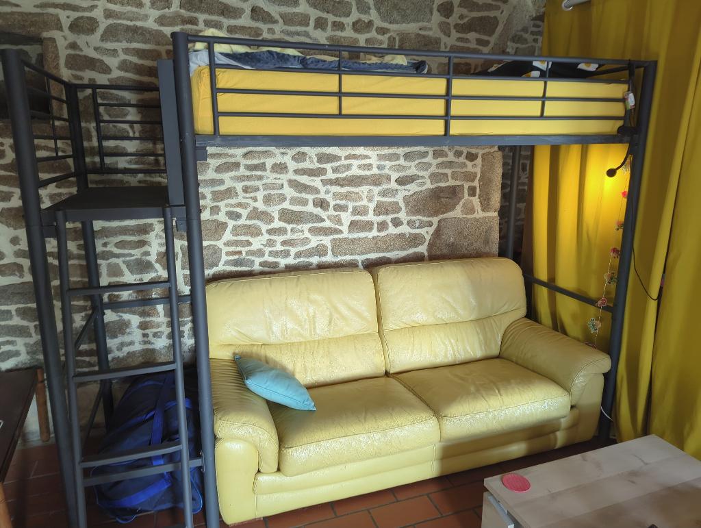 Structure lit mezzanine métal + plateforme - 200x90cm, Enlèvement, Utilisé, Lit mezzanine