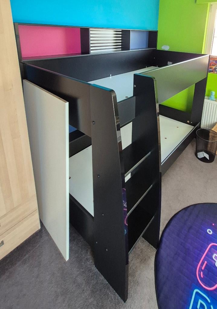 Modern zwart Parisot VIP stapelbed, Kinderen en Baby's, Kinderkamer | Stapelbedden en Hoogslapers, Ophalen, Gebruikt, Stapelbed
