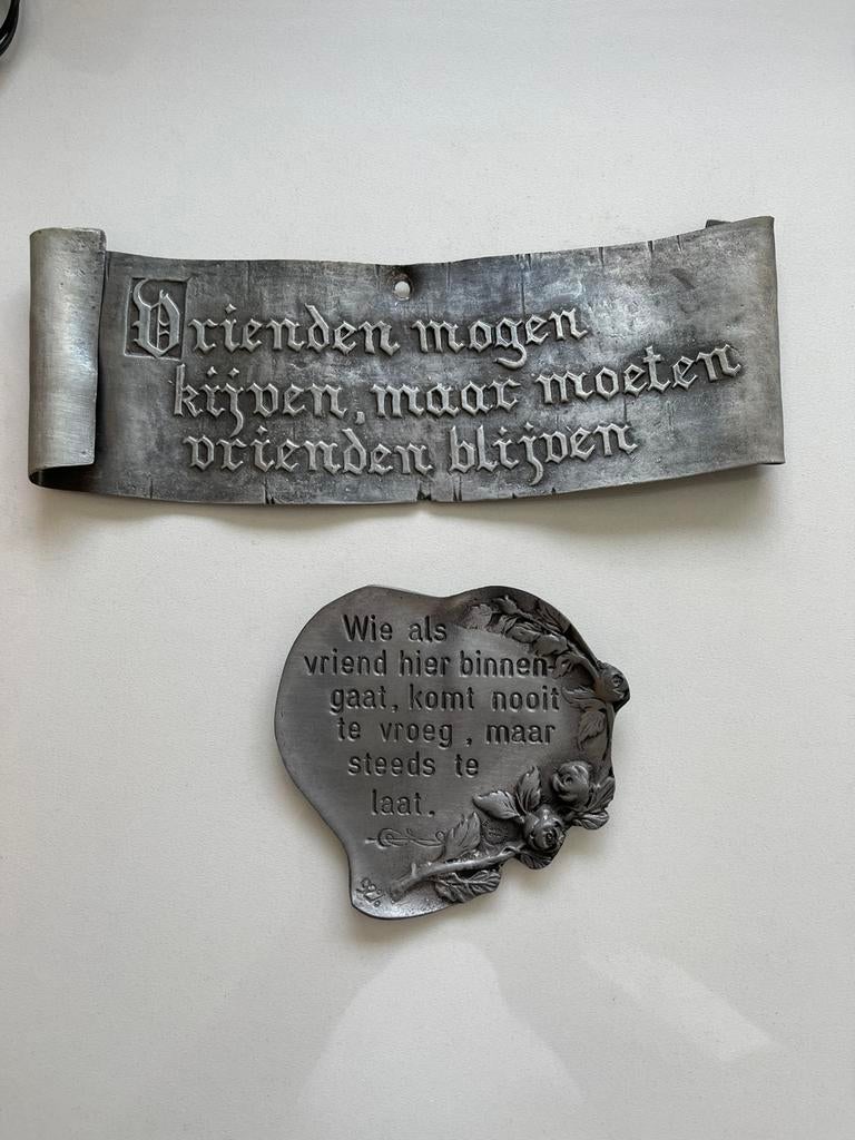 2 tinnen spreuken, Antiek en Kunst, Ophalen