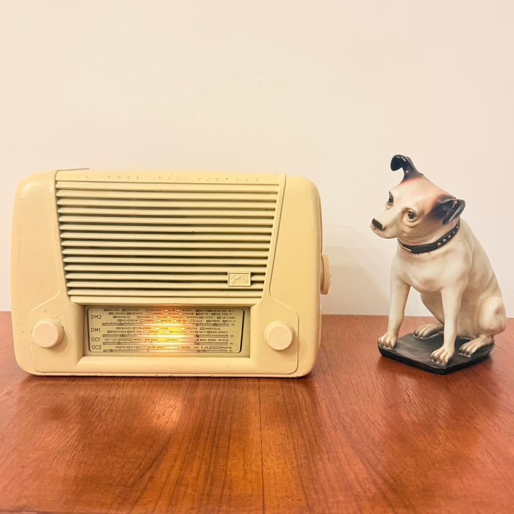 VINTAGE RADIO LA VOCE DEL PADRONE HIS MASTER’S VOICE NIPPER, Antiek en Kunst, Antiek | Tv's en Audio, Verzenden