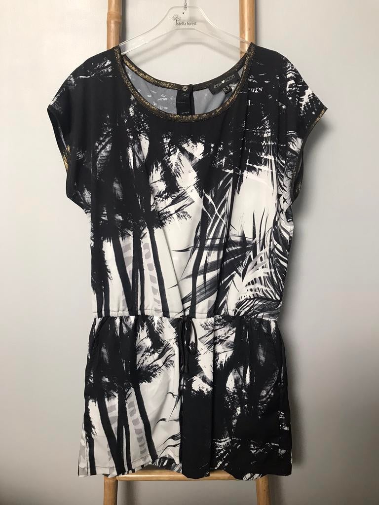 Anna Scott zwart-wit bedrukte playsuit maat 40, Anna scott, Zo goed als nieuw