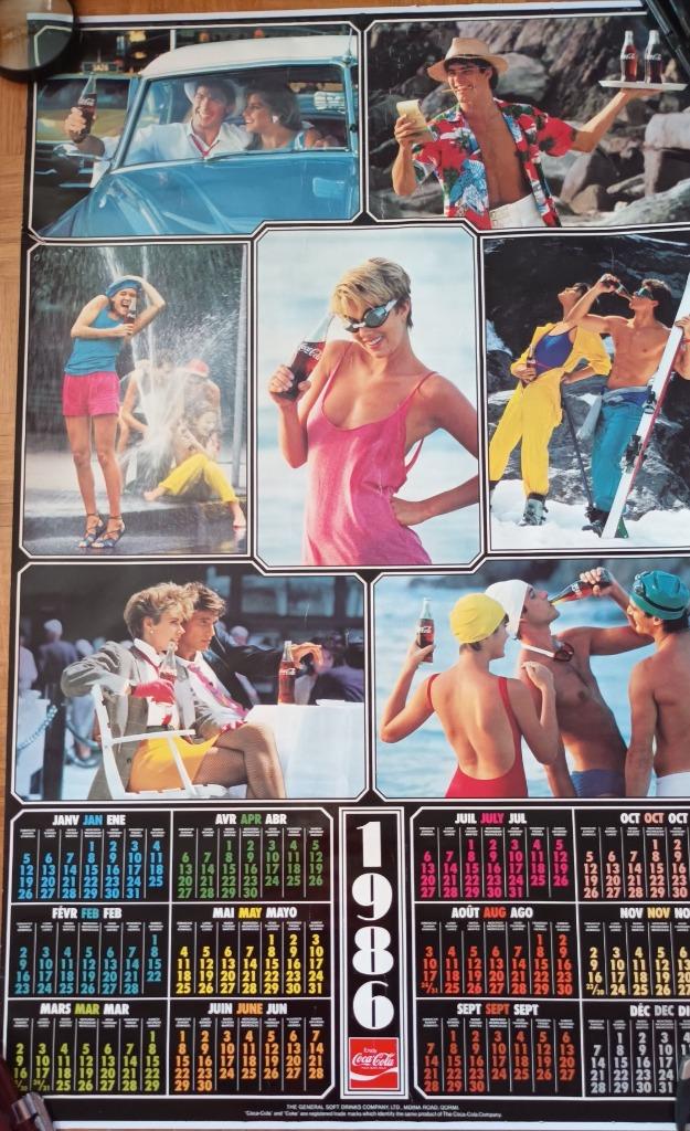 grand Poster affiche publicité Coca Cola calendrier 1986, Collections, Enlèvement, Publicité