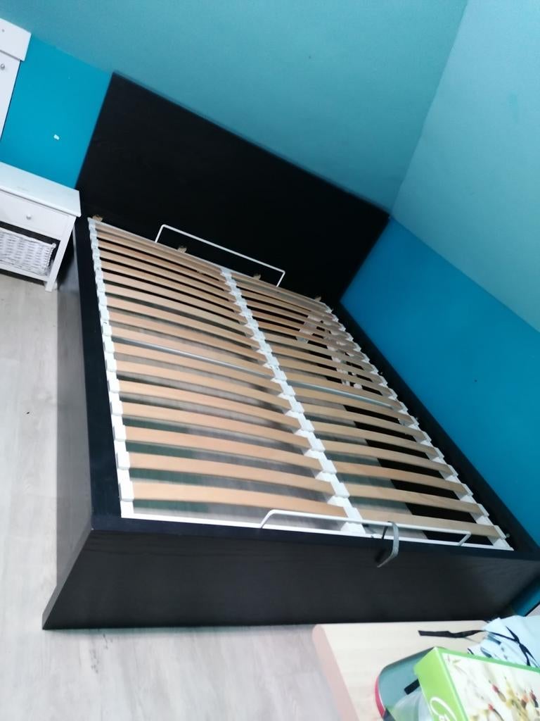 Zwart bed 160x200 met opbergruimte, Ophalen, Zwart