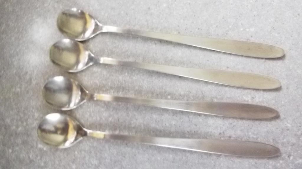 4 cuillères à cocktail Amefa, Maison & Meubles, Cuisine | Couverts, Comme neuf, Ensemble de couverts, Inox ou Chrome, Résiste au lave-vaisselle