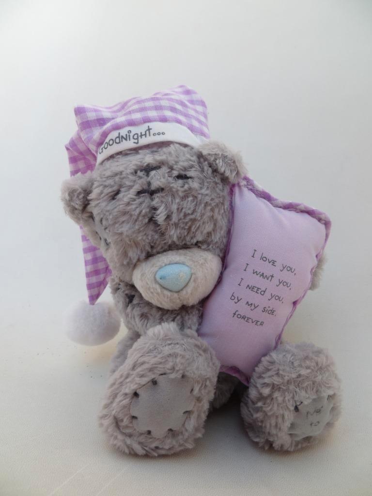 beertje goodnight I love you ..... met slaapmuts Me to you, Verzamelen, Ophalen of Verzenden, Zo goed als nieuw, Stoffen beer