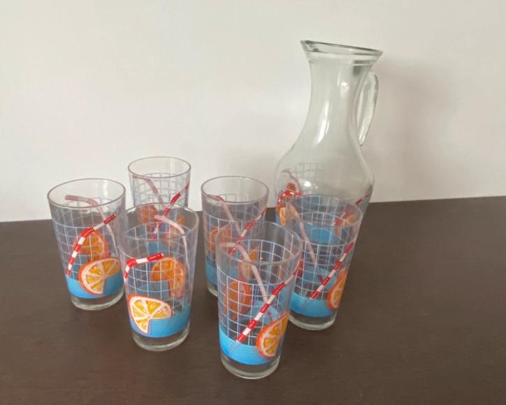 Vintage limonade set met karaf, Enlèvement ou Envoi, Comme neuf