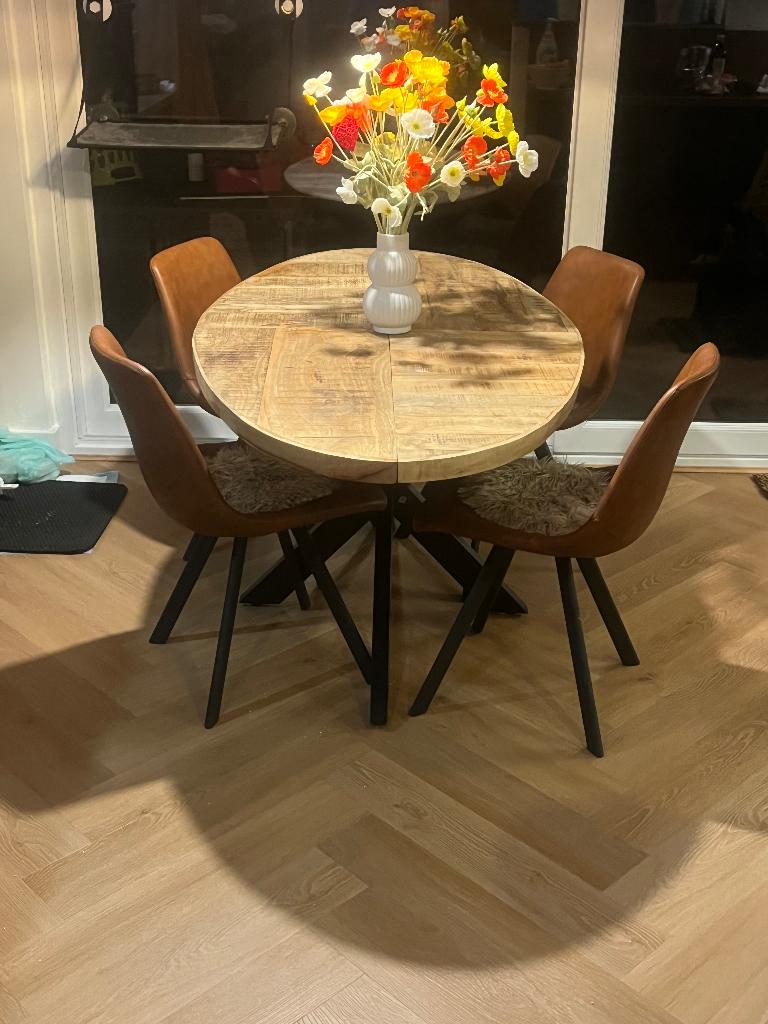 Table en bois de manguier, 150 à 200 cm, Cinq personnes ou plus, Comme neuf, Enlèvement