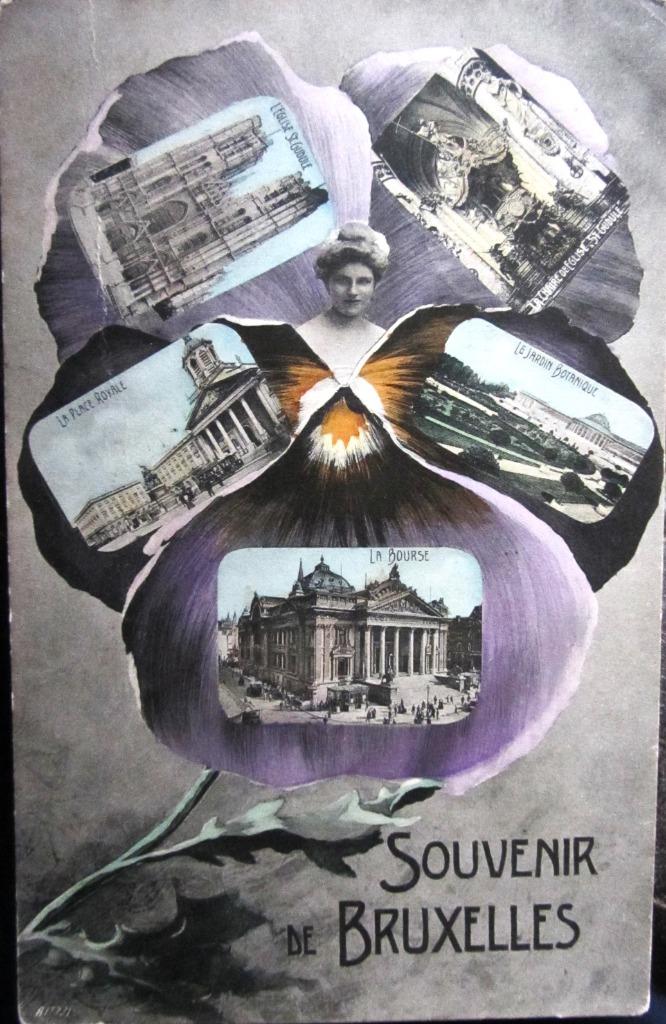 POSTKAART BELGIË- SOUVENIR DE BRUXELLES  1908, Ophalen of Verzenden, Voor 1920, Gelopen, Brussel (Gewest)