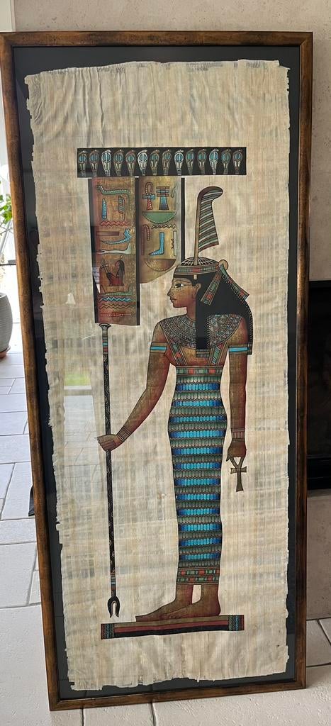 Grote kader met Egyptische papyrus, papyrus met certificaat, Ophalen