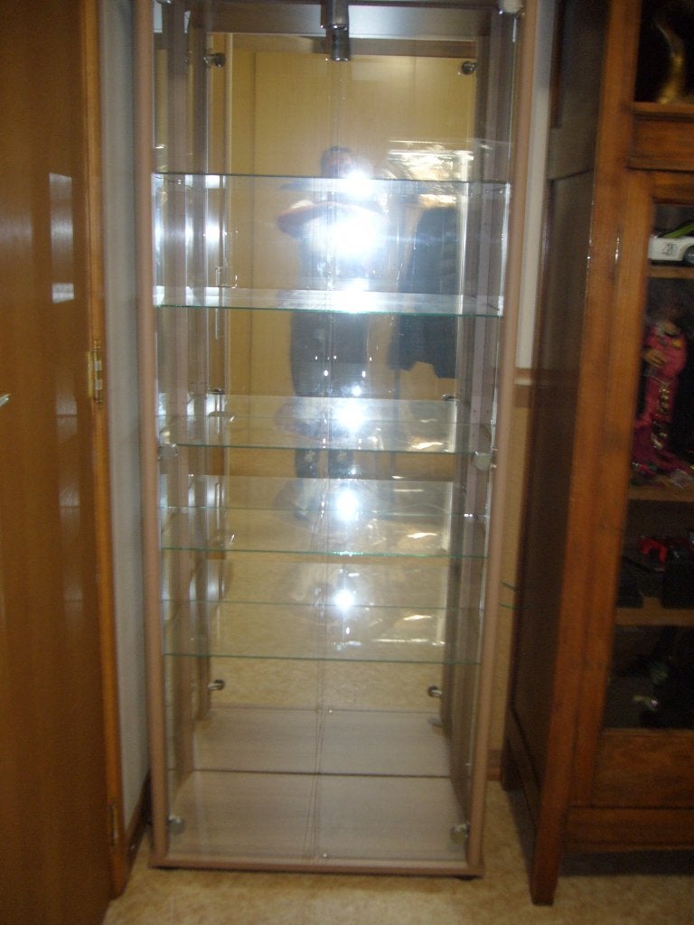 vitrinekast, 5 leggers, verlichting, Huis en Inrichting, Ophalen, Met plank(en), Zo goed als nieuw, Modern