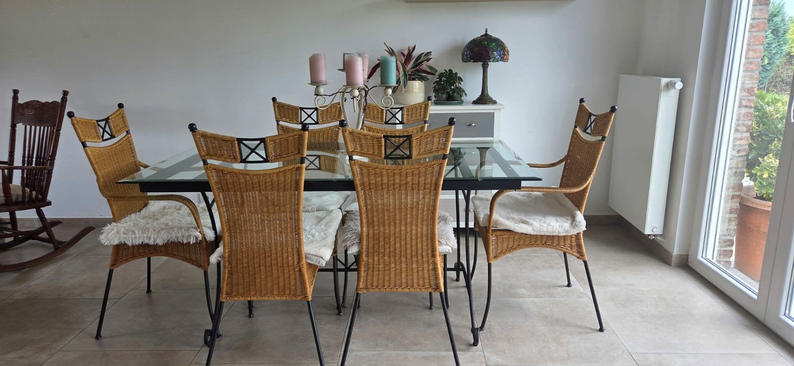 Salle à manger Fer forgé /rotin, Maison & Meubles, Enlèvement, Utilisé, Métal, Cinq, Six Chaises ou plus