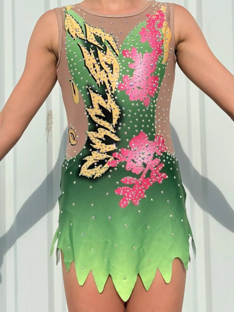 Wedstrijd Turnpakje Ritmiek Turnpak Rokje Maillot RG, Nieuw, Ophalen of Verzenden, Turnpak(je), Groen