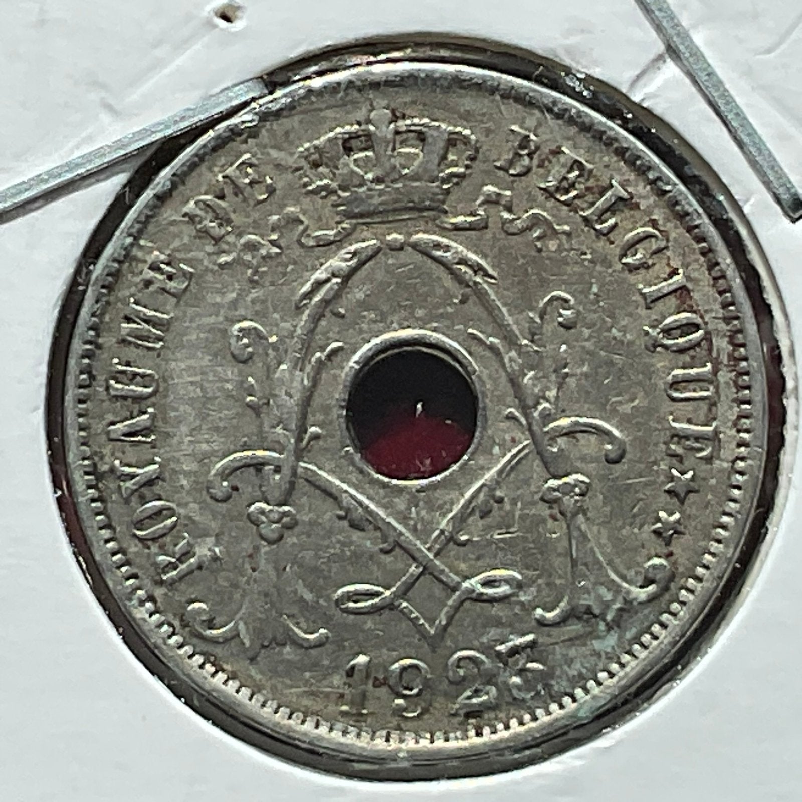 Belgique - Belle pièce Art Nouveau 25 c Fr - 1923, Envoi, Métal, Monnaie en vrac