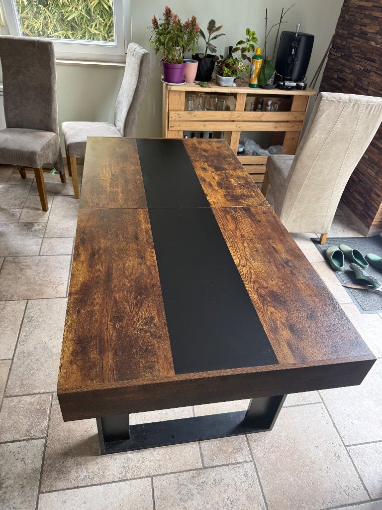 Table à manger extensible, Maison & Meubles, 150 à 200 cm, Bois et noir, Cinq personnes ou plus, Comme neuf