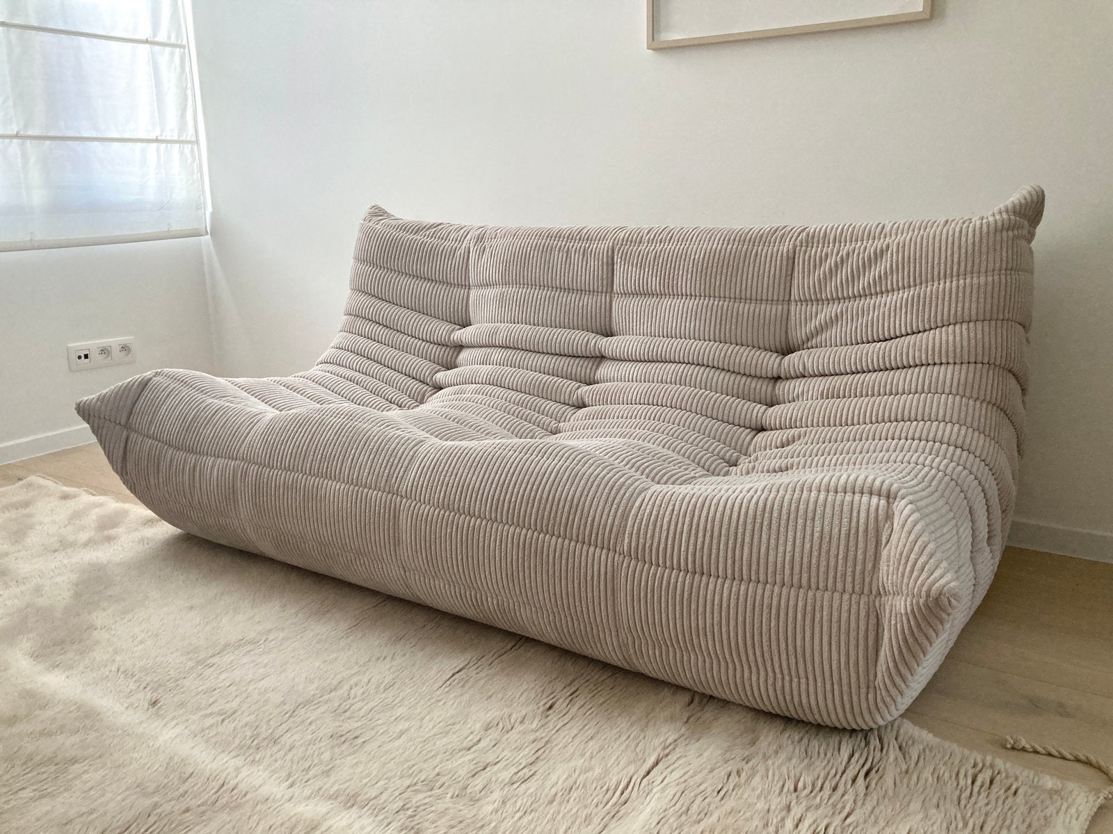 Togo Ligne Roset 3-zit zetel in beige corduroy, Ophalen