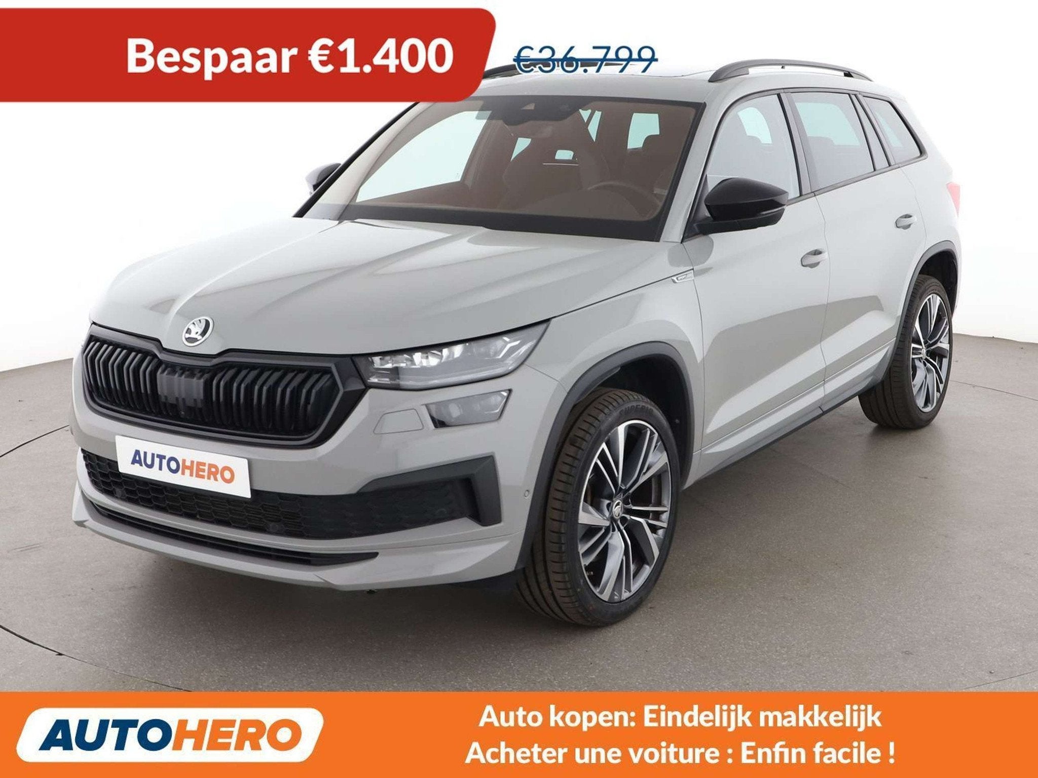 Skoda Kodiaq 2.0 TSI Sportline 4x4 (bj 2023, automaat), Auto's, Automaat, Gebruikt, 1984 cc, Alcantara