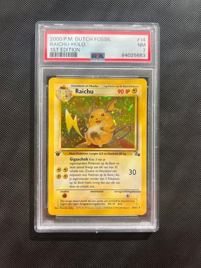 Raichu NM First Edition Nederlands PSA 7, Ophalen, Zo goed als nieuw, Losse kaart